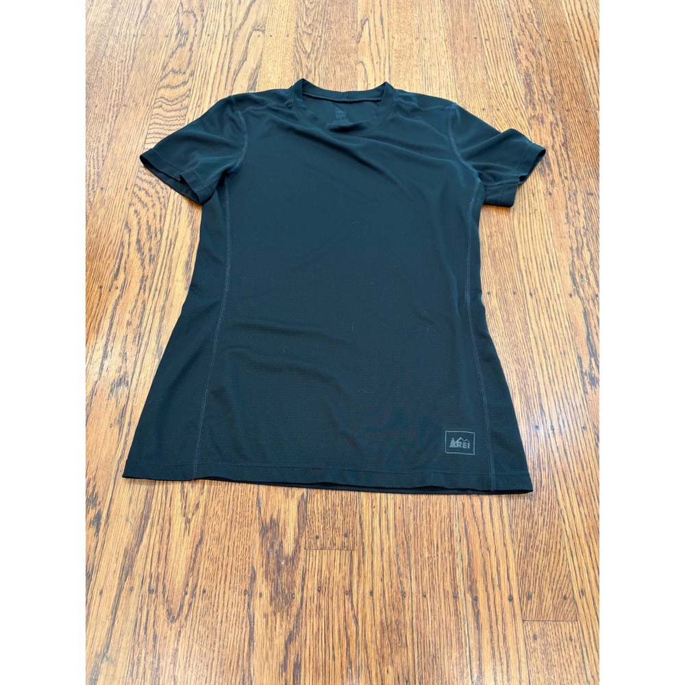 REI Womens Small Black Short Sleeve Active Shirt Hiking Running Tee